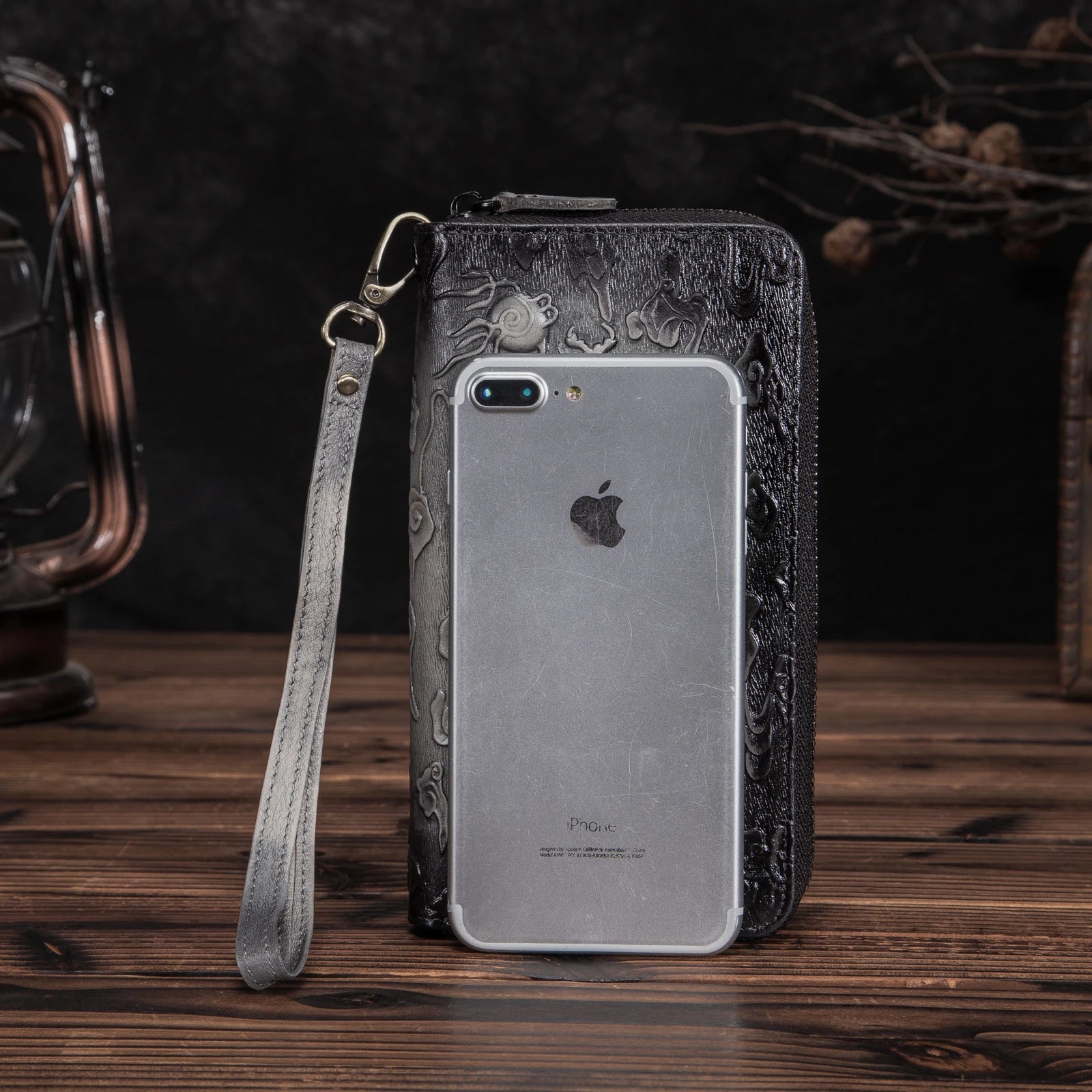 Genuine Leather Zippered Card Holder Wallet Purse 1016