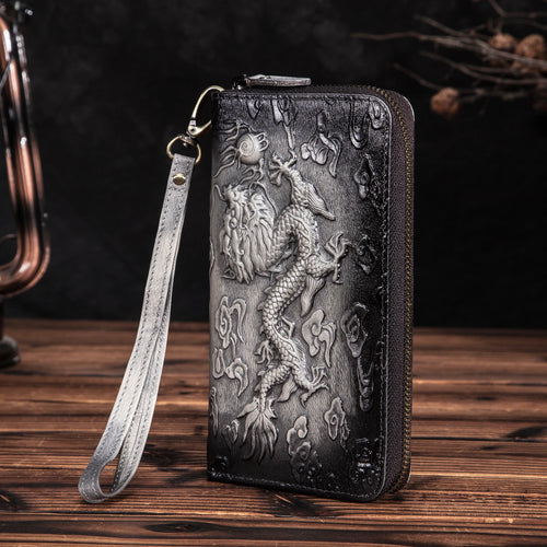 Genuine Leather Zippered Card Holder Wallet Purse 1016