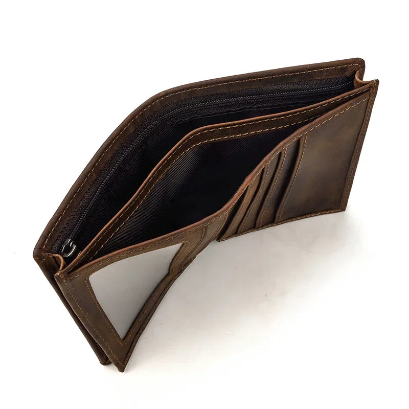 Genuine Leather Men's Short Wallet