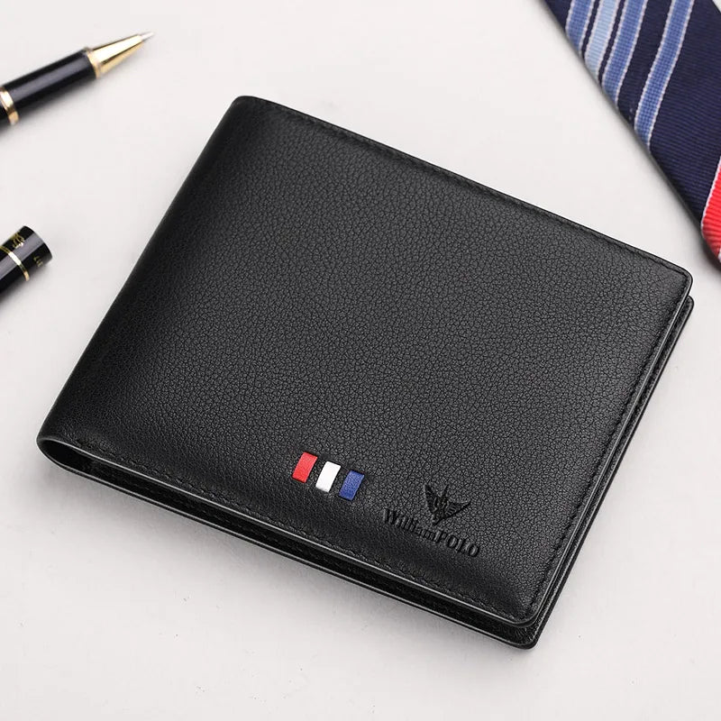 Genuine Leather Slim Bifold Wallet for Men