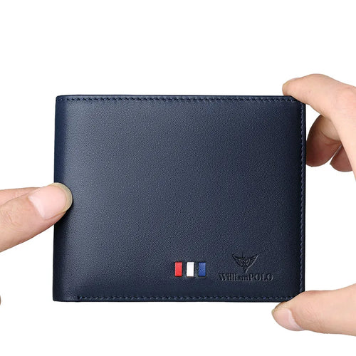 Genuine Leather Slim Bifold Wallet for Men