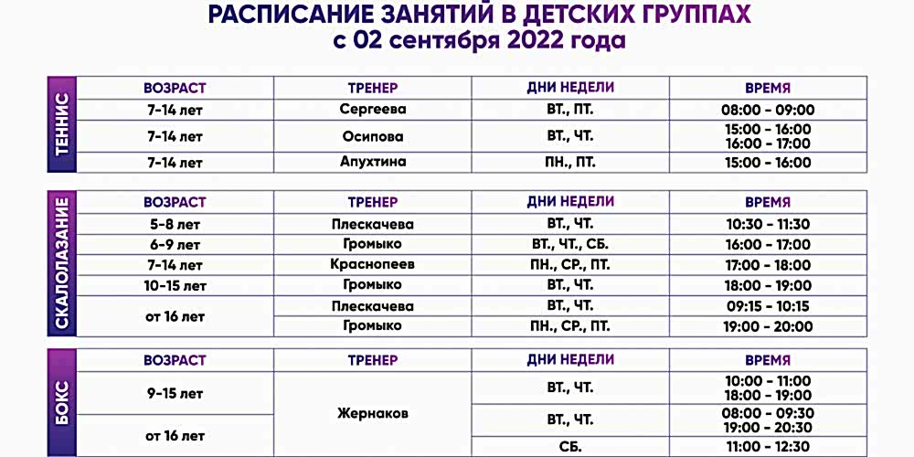 Объявляется НАБОР В ДЕТСКИЕ ГРУППЫ в секции СКАЛОЛАЗАНИЯ, БОКСА и БОЛЬШОГО ТЕННИСА.